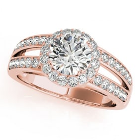 1.6 ctw Certified VS/SI Diamond Halo Ring 18k Rose Gold