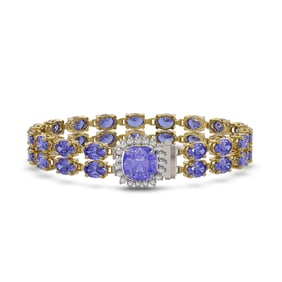 16.96 ctw Tanzanite & Diamond Bracelet 14K Yellow Gold