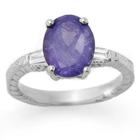 3.70 ctw Tanzanite & Diamond Ring 14k White Gold