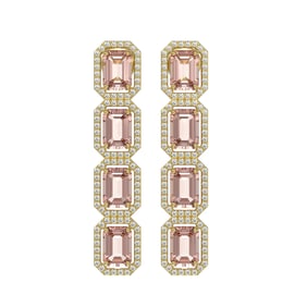 10.73 ctw Morganite & Diamond Micro Pave Halo Earrings 10k Yellow Gold