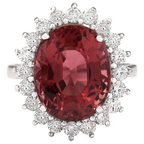 Tourmaline Diamond Ring 14K White Gold