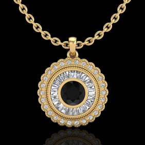 2.11 ctw Fancy Black Diamond Art Deco Stud Necklace 18k Yellow Gold