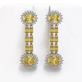 10.58 ctw Citrine & Diamond Earrings 14K Yellow Gold