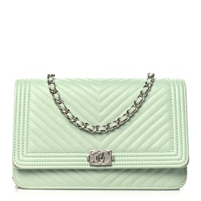 Chanel Lambskin Chevron Quilted Boy Wallet