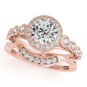 1.6 ctw Certified VS/SI Diamond 2pc Wedding Set Halo 14k Rose Gold