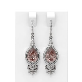 7.03 ctw Morganite & Diamond Earrings 18K White Gold