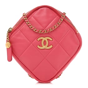 Chanel Lambskin Quilted Diamond Clutch With