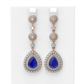 11.87 ctw Sapphire & Diamond Earrings 18K Rose Gold