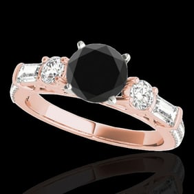 2.5 ctw Certified VS Black Diamond Pave Solitaire Ring 10k Rose Gold