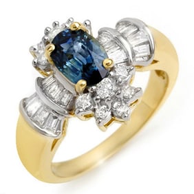 2.25 ctw Blue Sapphire & Diamond Ring 14k Yellow Gold