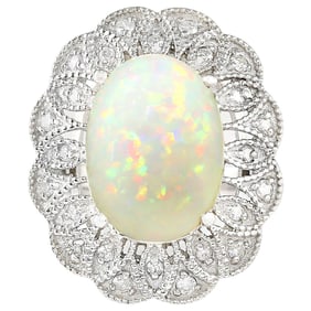 Opal Diamond Ring In 14 Karat