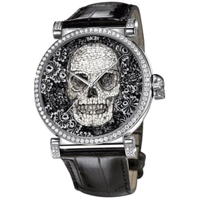 Automatic Watch Silver White Diamonds Alligator