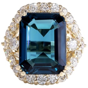Topaz Diamond Ring 14K Yellow Gold