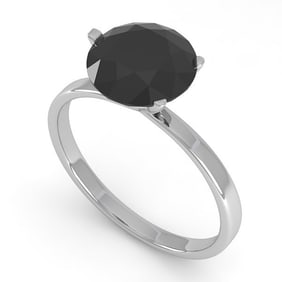 2.0 ctw Black Certified Diamond Engagment Ring Martini 14k White Gold