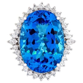 Topaz Diamond Ring 14K White Gold
