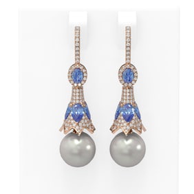 6.82 ctw Tanzanite & Diamond Earrings 18K Rose Gold