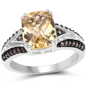 2.79 CT Genuine Citrine, Champagne Diamond