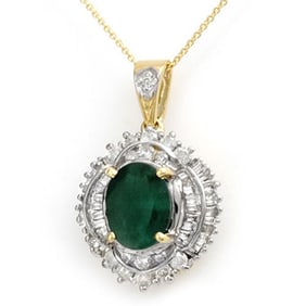 5.35 ctw Emerald & Diamond Pendant 14k Yellow Gold