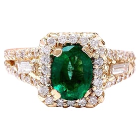 Natural Emerald 14 Karat Solid Yellow
