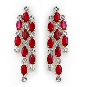 4.03 ctw Ruby & Diamond Earrings 14k Yellow Gold