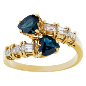 Criss-cross heart -shaped Sapphire & Diamond