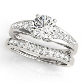 1.5 ctw Certified VS/SI Diamond 2pc Wedding Set 14k White Gold