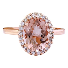 2.87 CTW Morganite 14K Rose Gold Diamond Ring