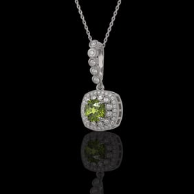 2.25 ctw Tourmaline & Diamond Victorian Necklace 14K White Gold