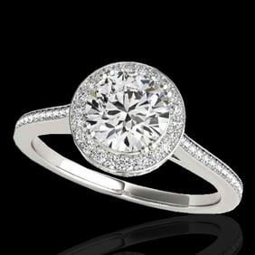 1.55 ctw Certified Diamond Solitaire Halo Ring 10k White Gold