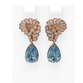 5.63 ctw Blue Topaz & Diamond Earrings 18K Rose Gold