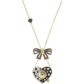 Stylish Quartz Watch Necklace White Gold