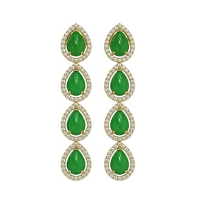 6.20 ctw Jade & Diamond Micro Pave Halo Earrings 10k Yellow Gold