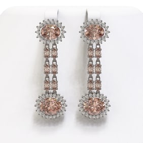 11.02 ctw Morganite & Diamond Earrings 14K White Gold
