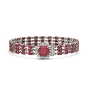 31.91 ctw Ruby & Diamond Bracelet 14K White Gold