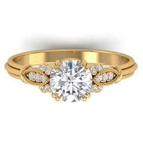 1.15 ctw Certified VS/SI Diamond Art Deco Ring 14k Yellow Gold