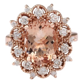 Morganite Diamond Ring 14K Rose Gold
