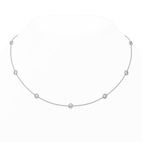 3 ctw Diamond Station Necklace 18K White Gold