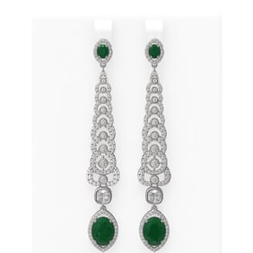 9.18 ctw Emerald & Diamond Earrings 18K White Gold
