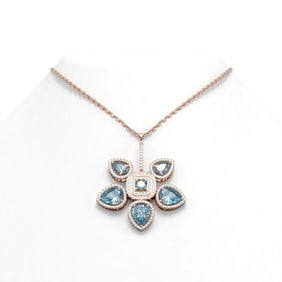 10.92 ctw Blue Topaz Diamond Necklace 18K Rose Gold