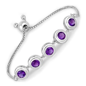 3.65 CT Genuine Amethyst 14K White