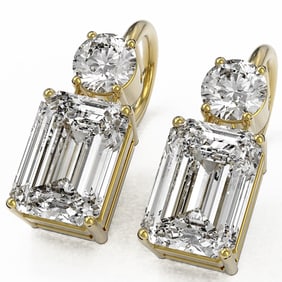 2.5 ctw Emerald Cut Diamond Designer Earrings 18K Yellow Gold