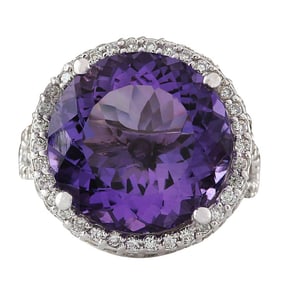Amethyst Diamond Ring In 14 Karat