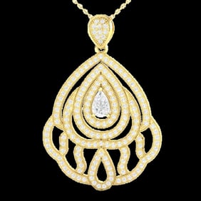 2 ctw Micro Pave VS/SI Diamond Designer Necklace 18k Yellow Gold