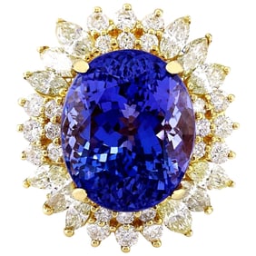 Tanzanite Diamond Ring 14K Yellow Gold