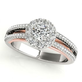 0.75 ctw Certified VS/SI Diamond Solitaire Halo Ring 18k 2Tone Gold