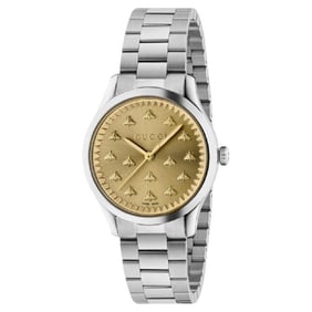 Gucci G-Timeless Bee-Motif Gold Dial and