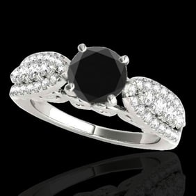 1.7 ctw Certified VS Black Diamond Solitaire Ring 10k White Gold