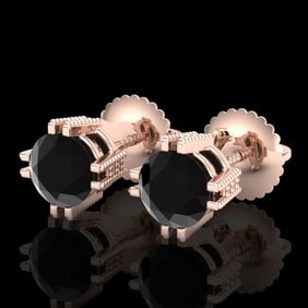 1.07 ctw Fancy Black Diamond Art Deco Stud Earrings 18k Rose Gold