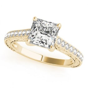 0.8 ctw Certified VS/SI Princess Diamond Ring 18k Yellow Gold