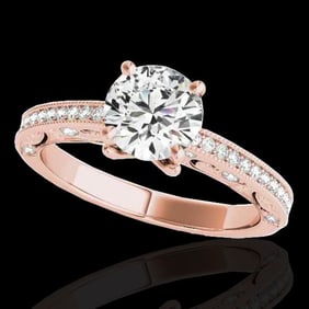 1.25 ctw Certified Diamond Solitaire Antique Ring 10k Rose Gold